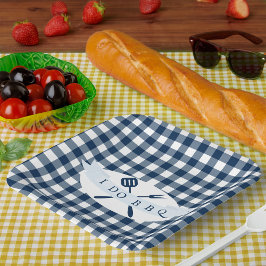 IDoBBQ ヴィンテージ ファームハウス ネイビーブルー プラッド ペーパープレート