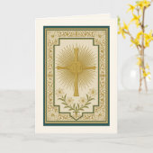 IHS キリストグラム 十字架 ユリ カトリック エレガント カード (黄色い花)