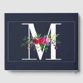 Ｍのイニシャルモノグラムフラワーの名前の結婚式 ゲストブック (裏面)