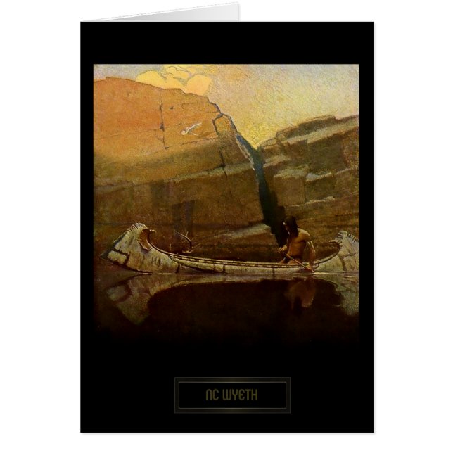 Ｎ・Ｃ・ワイエス 歴史的絵画 ネイティブインディアンのカヌー (正面)