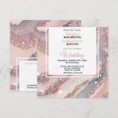 ＊～＊　ＱＲシルバー　ブ ラッシュ　ピンク　アゲート　ＡＲ６６　ＲＳＶＰ　ウェディング 招待状 (正面/裏面)