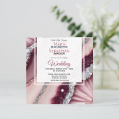 ＊～＊ ＱＲ ピンク バーガンディ アゲート ＲＳＶＰ ＡＲ６６ ウェディング 招待状 (スタンド正面)