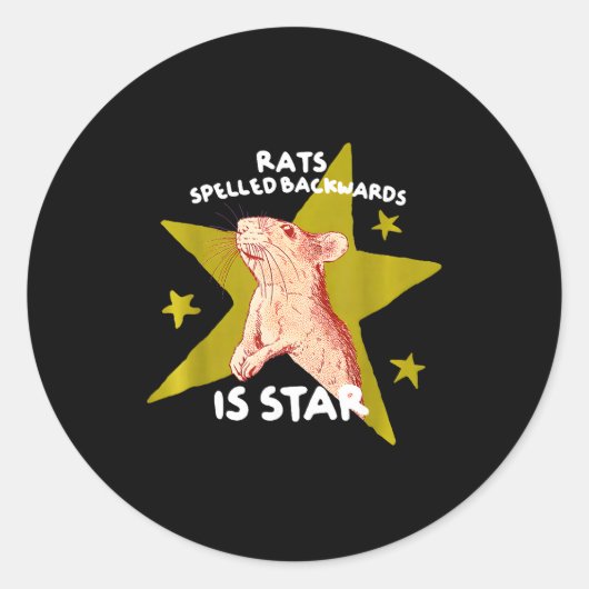 「RATS」の逆は「STAR」rat meme rat lover(ラッツの逆はスター ラットミーム ラウンドシール (正面)