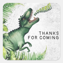 Ｔ－Ｒｅｘ恐竜の誕生日パーティーありがとう スクエアシール