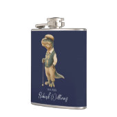 Ｔ－Ｒｅｘ ゴルファー 恐竜 シグネチャー ネーム ネイビー ブルー フラスク (左)