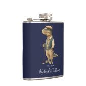 Ｔ－Ｒｅｘ ゴルファー 恐竜 シグネチャー ネーム ネイビー ブルー フラスク (右)