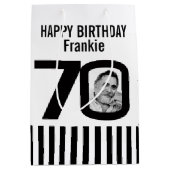 0の白黒の誕生日のギフトバッグの70写真 ミディアムペーパーバッグ (正面)