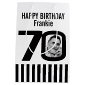 0の白黒の誕生日のギフトバッグの70写真 ミディアムペーパーバッグ (裏面)