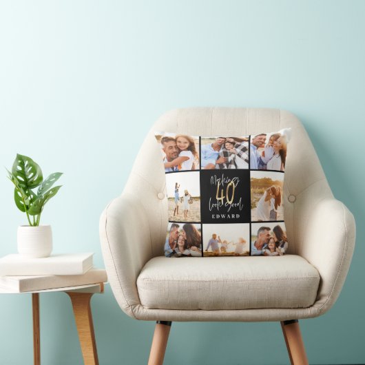 0を美しく見せる黒の金ゴールド誕生日投げ クッション (椅子)