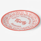 0番目の乱数パターンサンゴ/白 ペーパープレート (アングル)