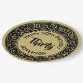 0番目の乱数パターンブラック/金ゴールド ペーパープレート (アングル)