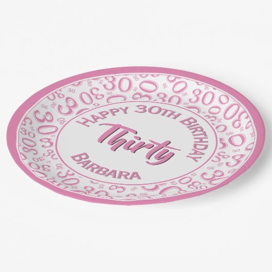 0番目の乱数パターン(ピンク/白) ペーパープレート (アングル)