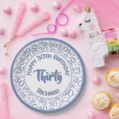 0番目の乱数パターン(青/白) ペーパープレート (パーティー)