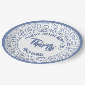 0番目の乱数パターン(青/白) ペーパープレート (アングル)