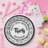 0番目の乱数パターン(黒/白) ペーパープレート (パーティー)