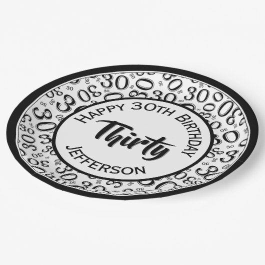 0番目の乱数パターン（黒/白） ペーパープレート (アングル)