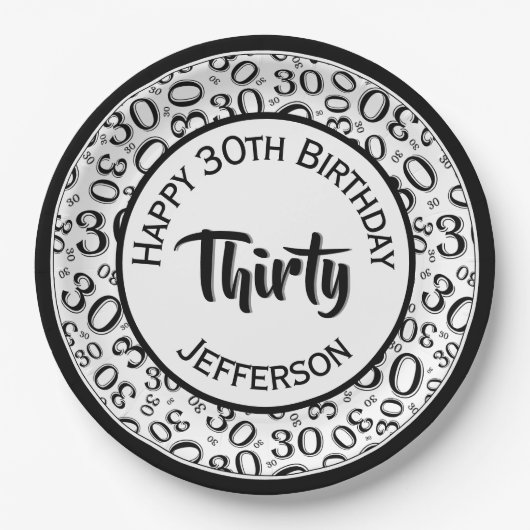 0番目の乱数パターン(黒/白) ペーパープレート (正面)