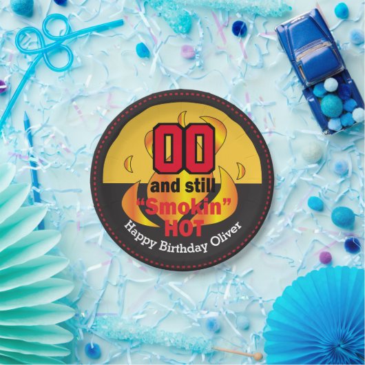 00とまだ煙が出る |誕生日 ペーパープレート (パーティー)