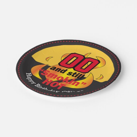 00とまだ煙が出る |誕生日 ペーパープレート (アングル)