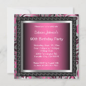 00サプライズ誕生日 | ピンクメタリック&シルバー 招待状 (裏面)