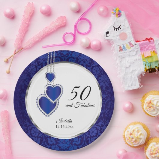 00歳のサファイアブルーの誕生日 ペーパープレート (パーティー)