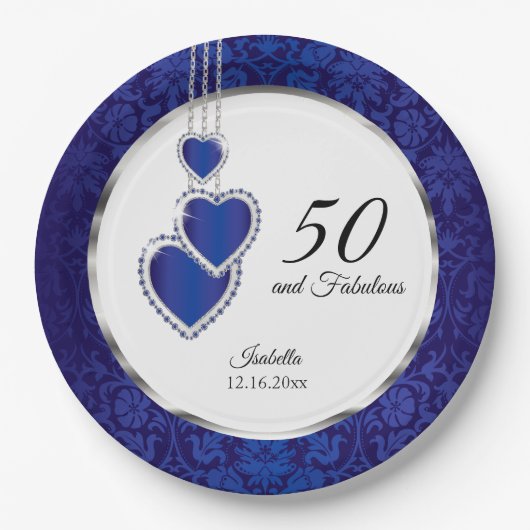 00歳のサファイアブルーの誕生日 ペーパープレート (正面)