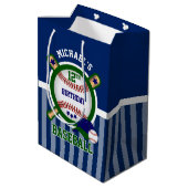 00歳の誕生日パーティー-野球-濃い緑 ミディアムペーパーバッグ (裏面アングル)