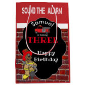 00歳の誕生日パーティ-警報を鳴らす-消防士 ミディアムペーパーバッグ (正面)