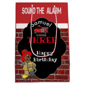 00歳の誕生日パーティ-警報を鳴らす-消防士 ミディアムペーパーバッグ (裏面)