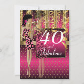 00誕生日ガールカクテルパーティー |ホットピンク 招待状 (正面)