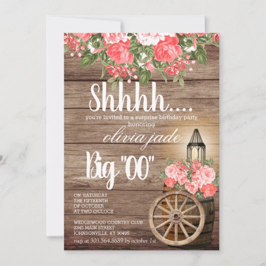 00誕生日 – 木筒と珊瑚の花 招待状 (正面)