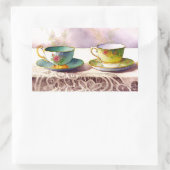 0001レースステッカーのティーカップ 長方形シール (バッグ)