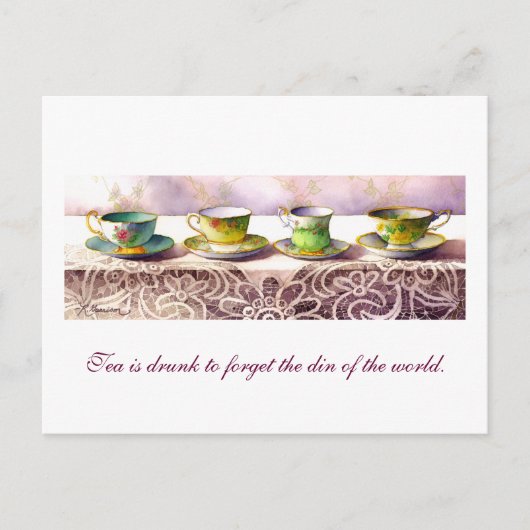 0001列のティーカップT'ien Yihengはがき ポストカード (正面)