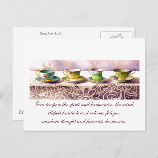 0001列の茶碗ルー湯はがき ポストカード (正面/裏面)