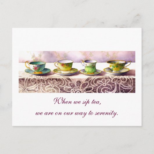 0001行のティーカップAlexandra Stoddardはがき ポストカード (正面)