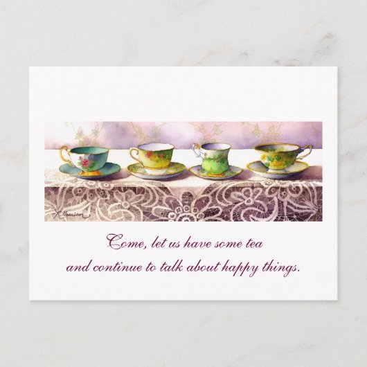 0001 ティーカップの列 チャイム・ポトク ポストカード (正面)