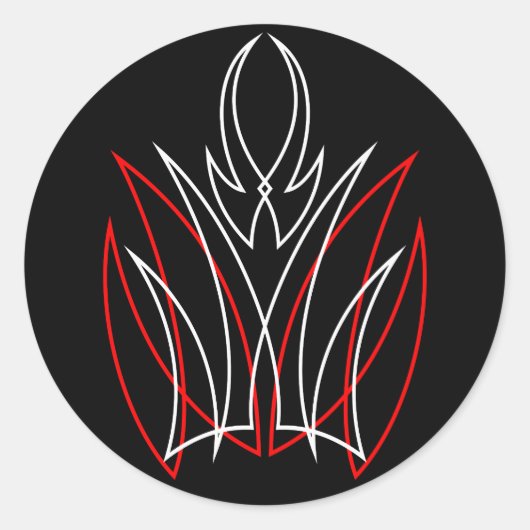 0001 Pinstripe Rojo & Blanco ラウンドシール (正面)