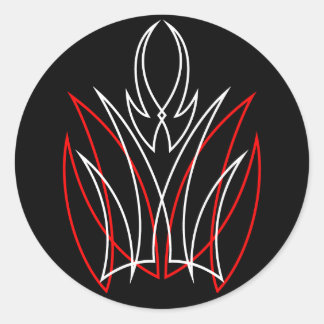 0001 Pinstripe Rojo & Blanco ラウンドシール