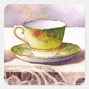 0001 Teacup on Laceスタンプ スクエアシール
