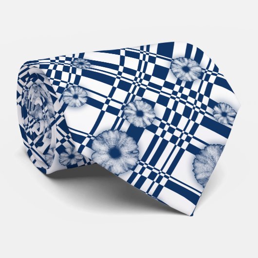 001チェック花柄 ネクタイ (ロール)