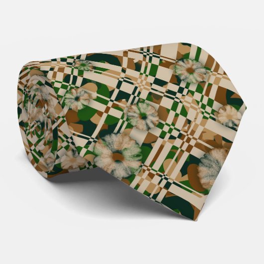 001チェック花柄 ネクタイ (ロール)