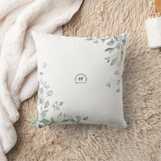 001葉ユーカリプタス緑のミニマル クッション (ブランケット)