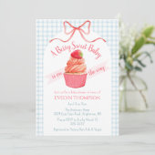 001 空色ベリー スイート ストロベリー ベビーシャワー 招待状 (スタンド正面)