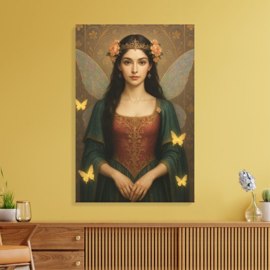 001_A fairy princess in teal green and crimson. キャンバスプリント (インサイチュ (リビング))