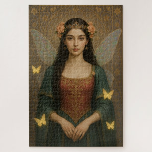 001_A fairy princess in teal green and crimson. ジグソーパズル