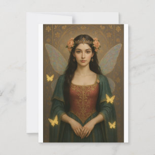 001_A fairy princess in teal green and crimson. ポストカード