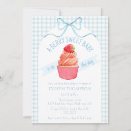 001 Sky Blue Berry Sweet Strawberry Baby Shower 招待状