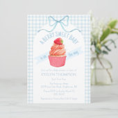 001 Sky Blue Berry Sweet Strawberry Baby Shower 招待状 (スタンド正面)