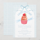 001 Sky Blue Berry Sweet Strawberry Baby Shower 招待状 (正面/裏面)