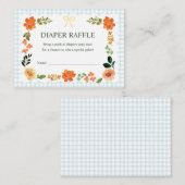 001 Sky Blue Gingham Baby Shower Diaper Raffle エンクロージャーカード (正面/裏面)
